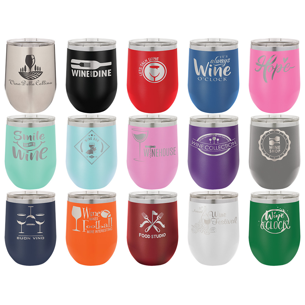 Custom Etched Simple Modern Wine Tumbler, 12 Ounce - Integrity Bottles
